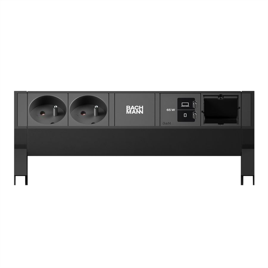 BACHMANN DESK2 2xUTE 1xUSB C/C 65W, 1xCM L=0,2m RAL9005
