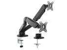 VALUE Dual LCD Monitor Stand Pneumatic, Desk Clamp, Pivot, 5 Joints, black