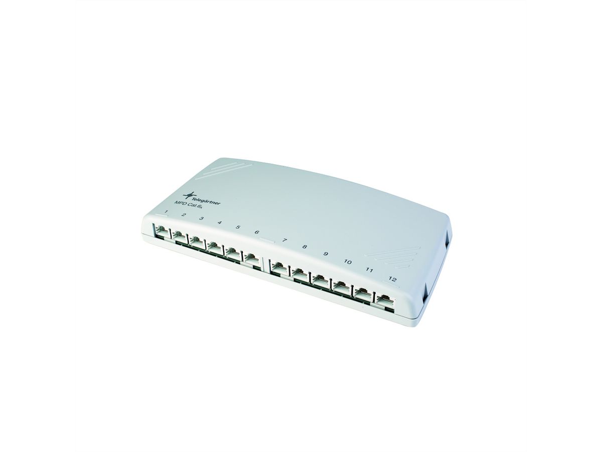 TELEGÄRTNER Mini Distributor MPD12-HS K, shielded, Cat.6A, alpine white