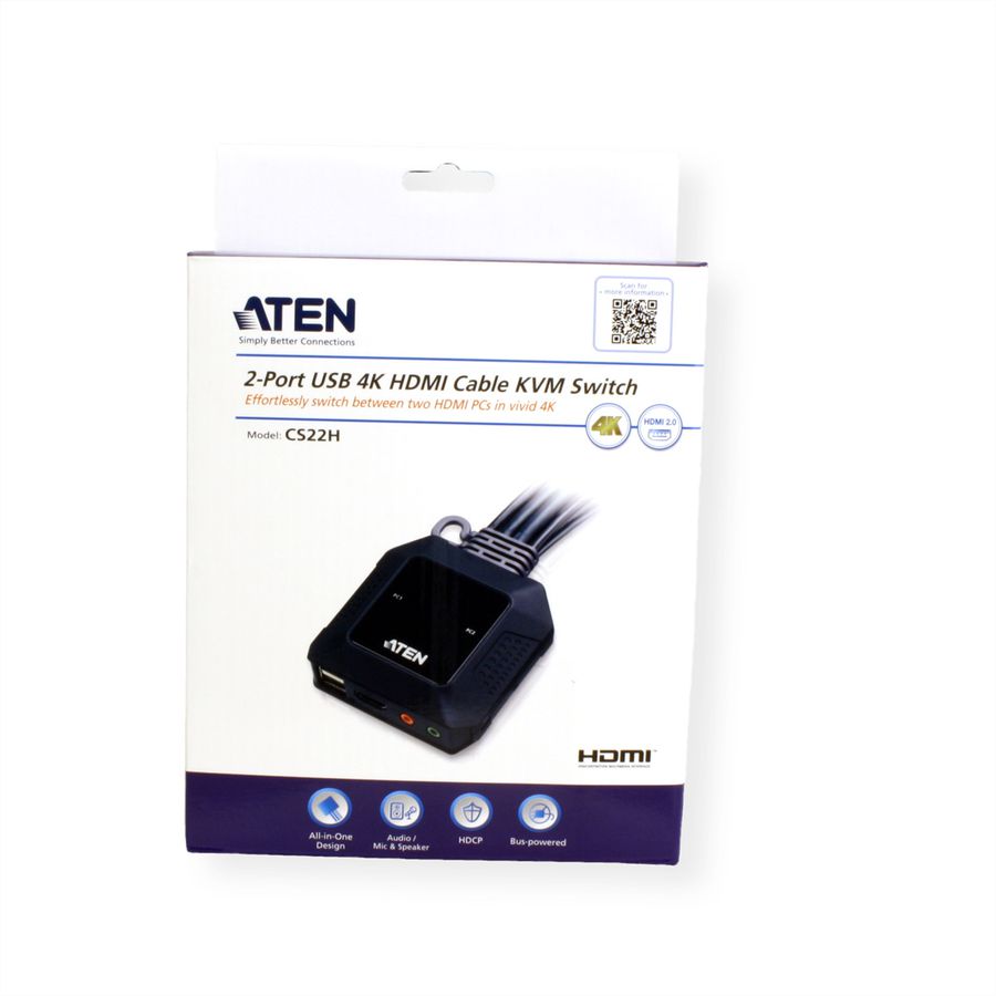 ATEN CS22H 2-Poorts USB 4K HDMI KVM Switch
