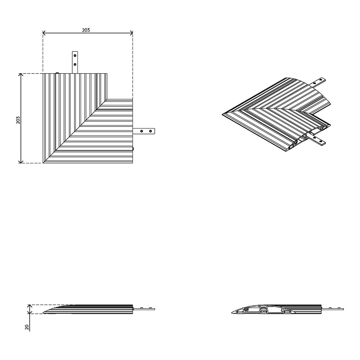 DATAFLEX Addit cable protector, corner-connection 482, silver