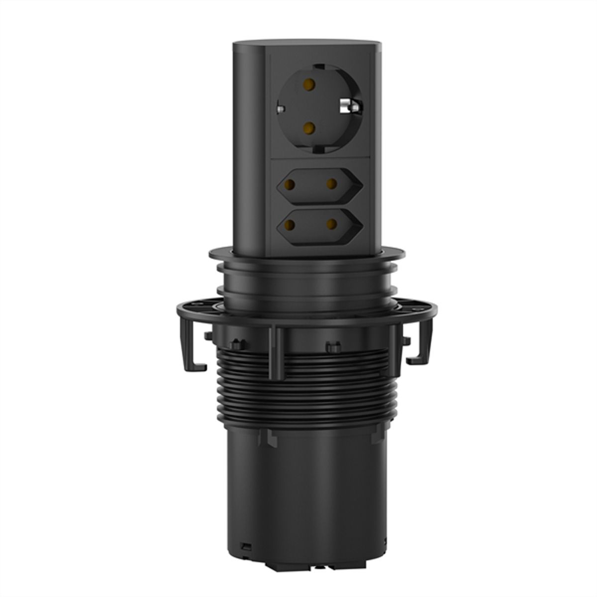 BACHMANN ELEVATOR 1x CEE 7/7 2x Euro, black, 2 m