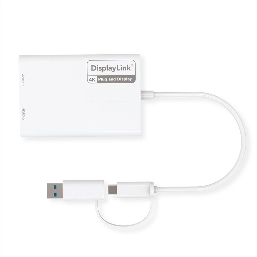 ROLINE Multi-DisplayLink Adapter USB Type A+C - 2x HDMI, Multi-Stream 4K