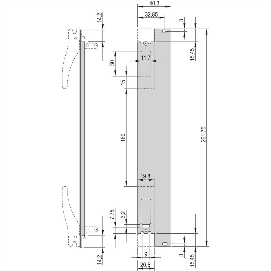 SCHROFF-insteekset met XL-handgreep, afgeschermd, zwart, 6 HE, 8 HE