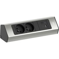BACHMANN CASIA 2 2xUTE 1xUSB A/C 22W 2,0m AEH roestvrij stalen look