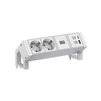 BACHMANN DESK2 ALU WHITE 2xCEE7/3 1xUSB A/C 22W 0,2m GST18
