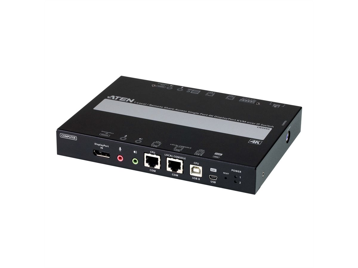 ATEN CN9950 1-Lokaal-Remote Share Access Single Port 4K DisplayPort KVM over IP Switch