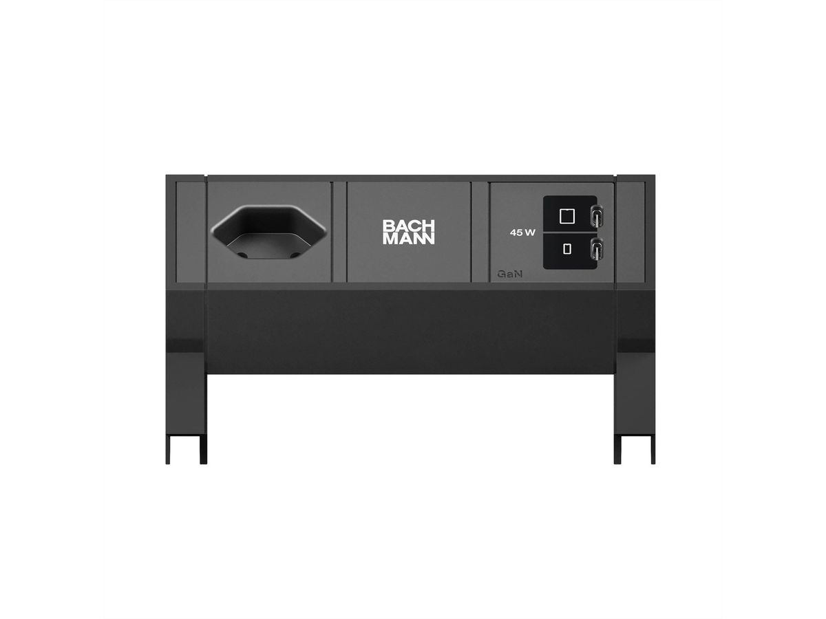 BACHMANN DESK2 1xCH 90° 1xUSB C/C 45W, L=0,2m RAL9005