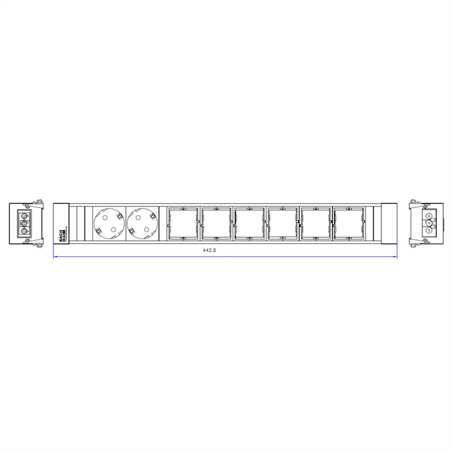BACHMANN CONFERENCE TOP FRAME X-Groot inzetstuk 2x geaard stopcontact 6x ABD