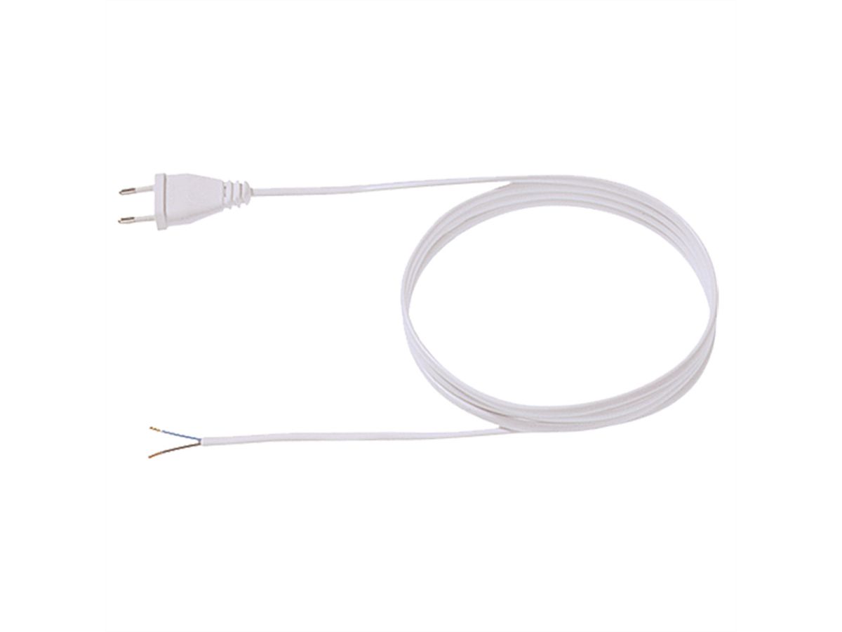 BACHMANN supply cable 2x0.75 3m white, H03VVH2-F Euro plug unpacked