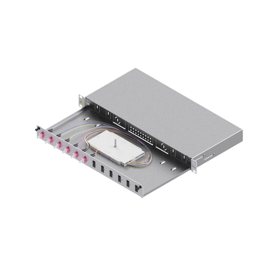 FO Splice Housing, Grade C 19" 1U, 12 Ports, 6x LC-Duplex, OM4