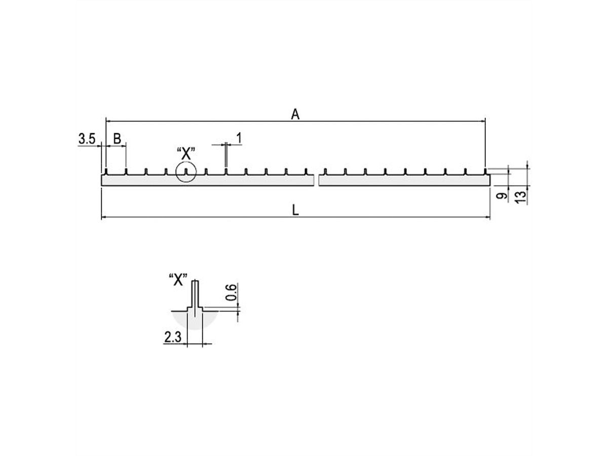 SCHROFF PCB Busbar for Power Distribution, 4 HP L206.2mm