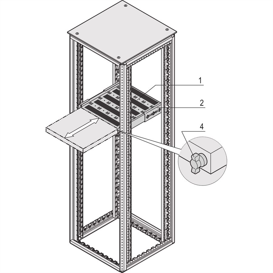 SCHROFF 19" telescopisch plateau voor Varistar, Novastar, Eurorack, 70 kg, RAL 7035, 800W 500D