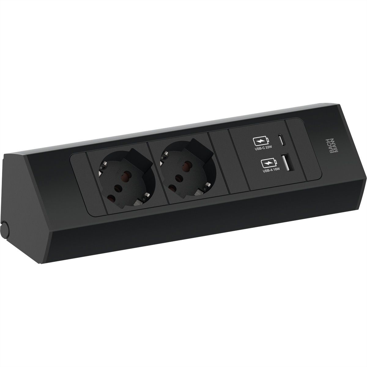 BACHMANN CASIA2 2xP40 1xUSB A/C 22W, 2,0m AEH, RAL9005, Italia