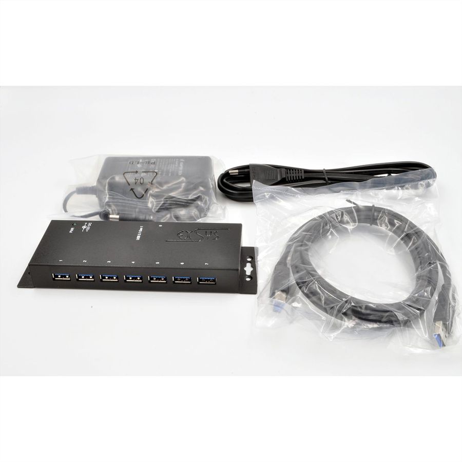 EXSYS EX-1188HMS-3 7 Ports USB 3.2 Gen1 Metall HUB mit 15KV ESD Überspannungs-Schutz