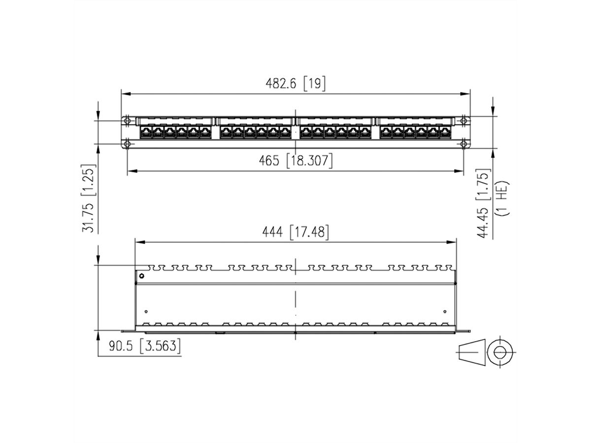 METZ CONNECT E-DAT C6A 19"-Patchfeld 1HE, Kat.6 (Class E), 24 Ports