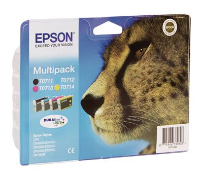 T071540, Inktcartridge Multipak, zwart, cyaan, magenta, geel voor EPSON Stylus D78 / D92 / D120 / DX4000 / DX4050 / DX4400 / DX5000 / DX5050 / DX6000 / DX6050 / DX7000F / DX7400 / DX8400 / S21 / SX110 /