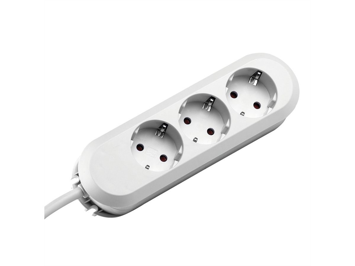 BACHMANN SMART stekkerdoos 3x geaard contact, geschroefd, wit, 3 m