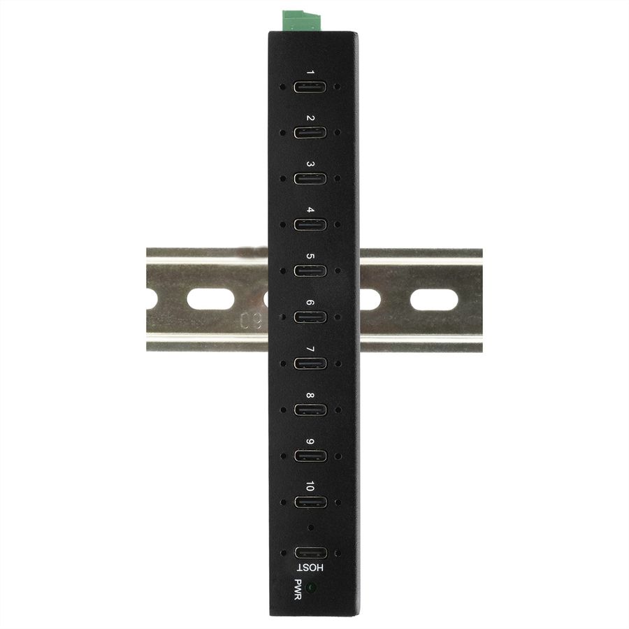EXSYS EX-12270HMS 10-Port USB 3.2 Gen 2x1 Metal HUB, 15KV ESD Protection for Wall and DIN-Rail Mounting