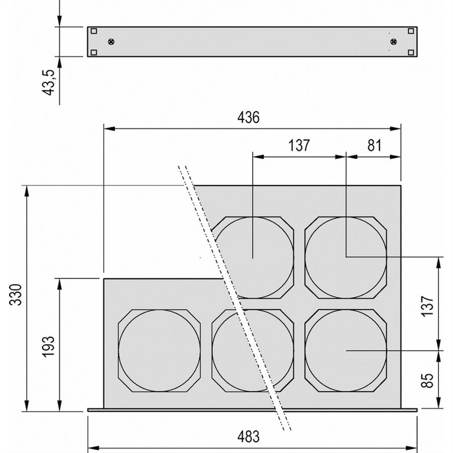 SCHROFF 19" ventilatoreenheid, 1 HE, 6 ventilatoren, 115 VAC