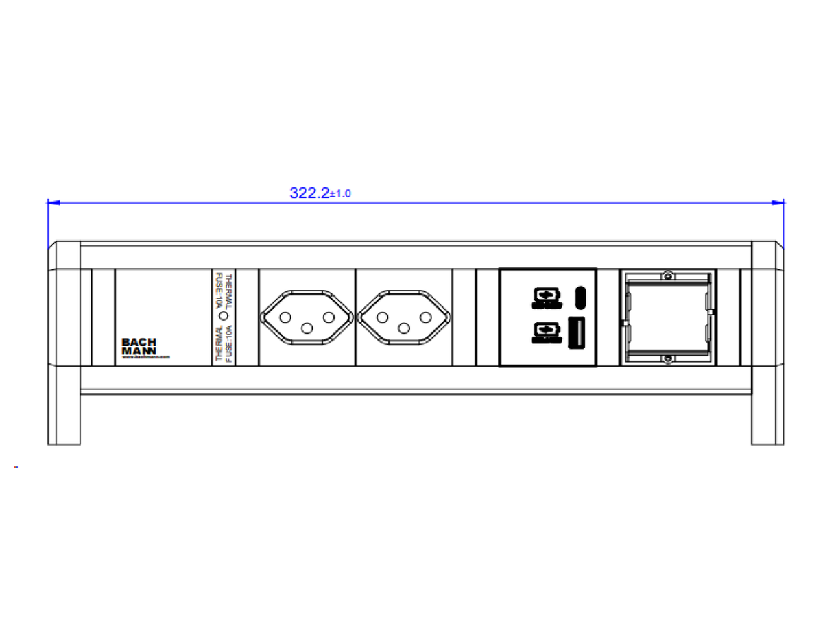 BACHMANN DESK 2xCH 1xUSB A&C 22W 1xCM, GST18 Zwitserland