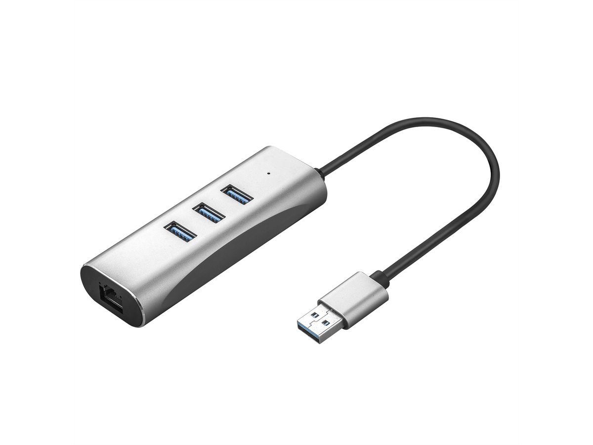 VALUE USB 3.2 Gen 1 naar Gigabit Ethernet Converter + 3 poorts USB hub