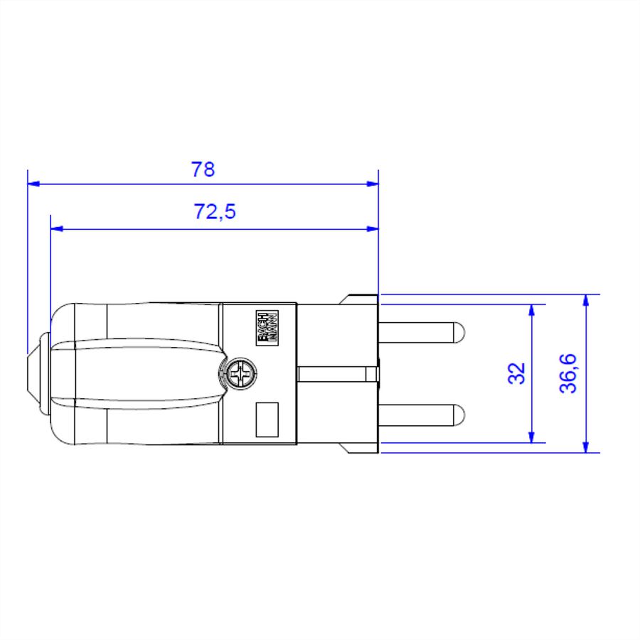 BACHMANN mounting plug black, CEE 7/7 2-pole with earthing contact