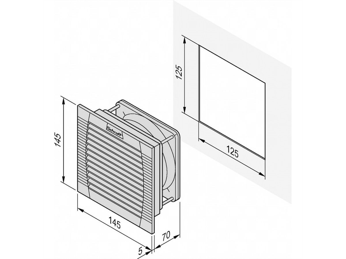 SCHROFF Filterlüfter FL 200, Luftstrom 61 m³/h, 24V Gleichstrom, 50/60HZ, IP54