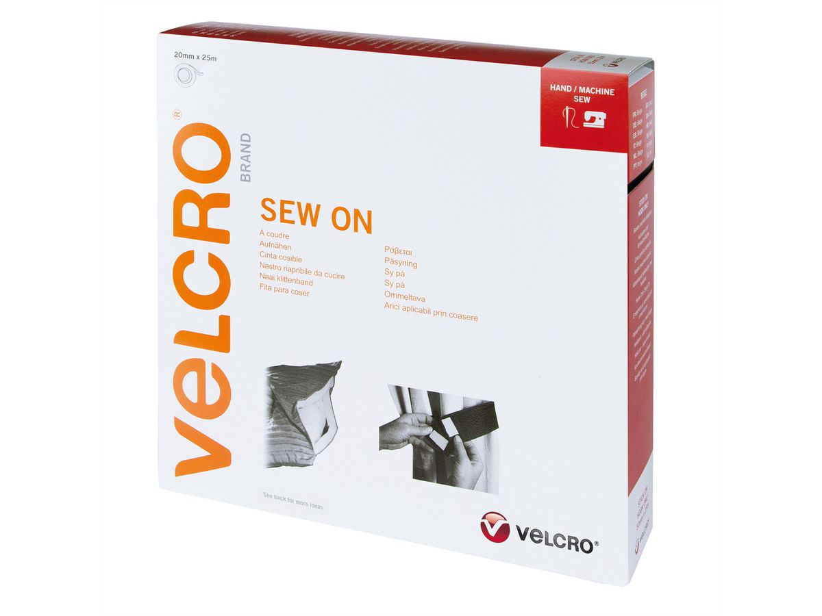 VELCRO® klittenband om te naaien met haken en lussen 20 mm x 5 m wit