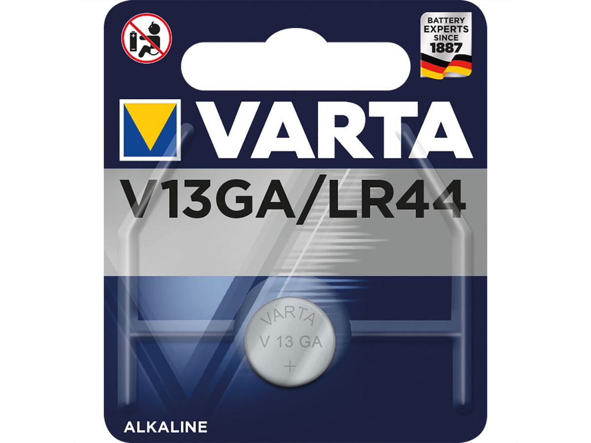 VARTA alkaline knoopcel LR44, V13GA 1,5V, 138mAh