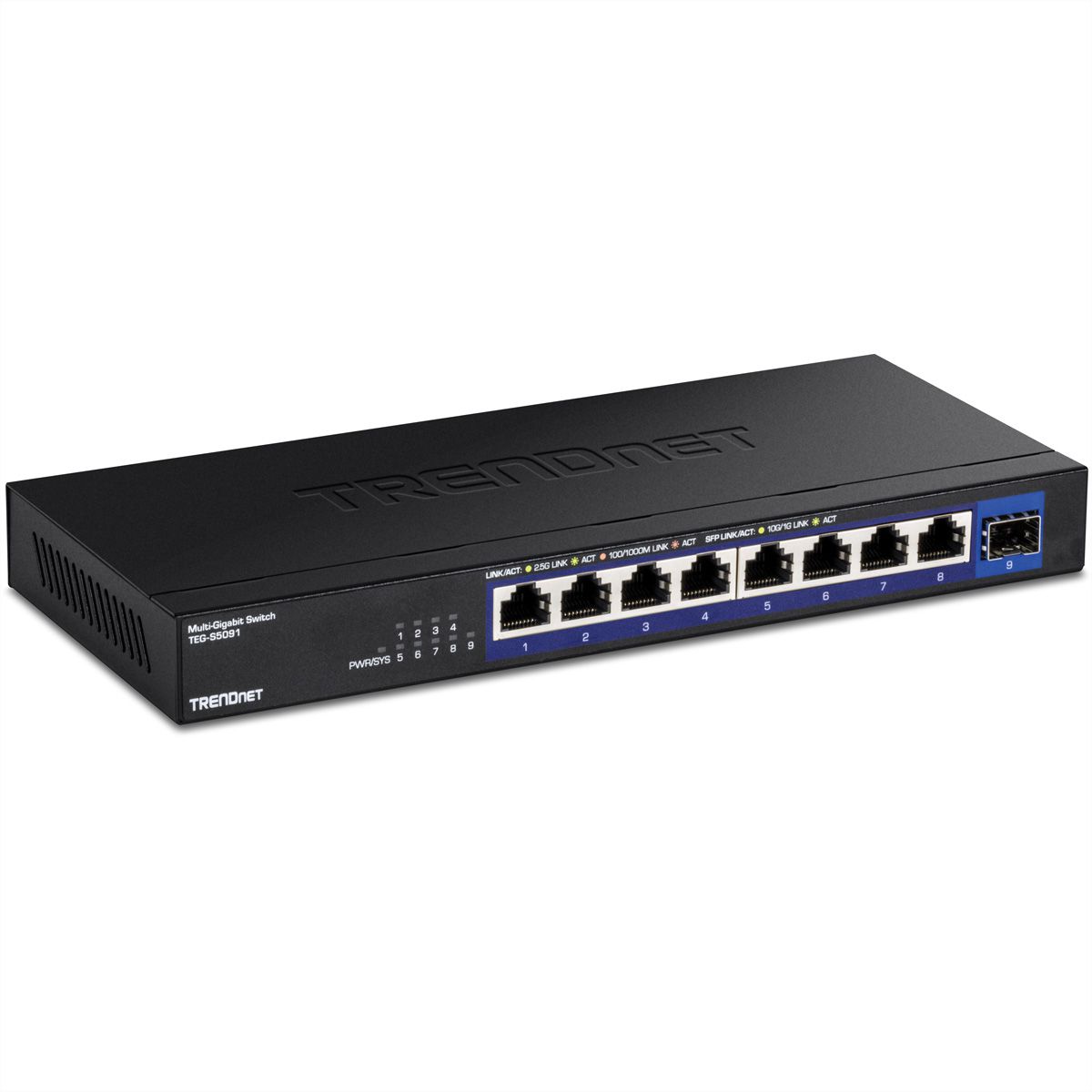 TRENDnet TEG-S5091 9-poorts switch, 2,5G unmanaged switch met 10G SFP+ poort