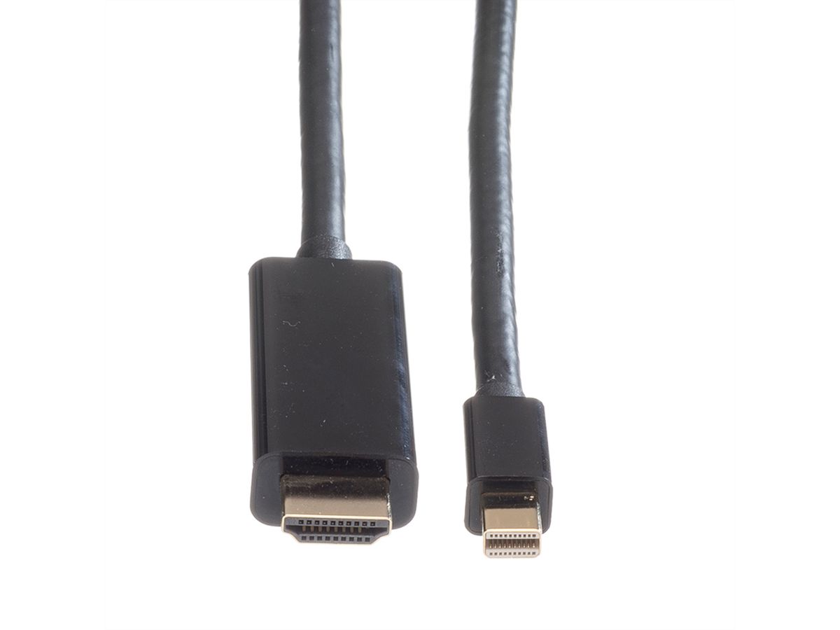 ROLINE Mini DisplayPort Cable, Mini DP-UHDTV, M/M, zwart, 1 m
