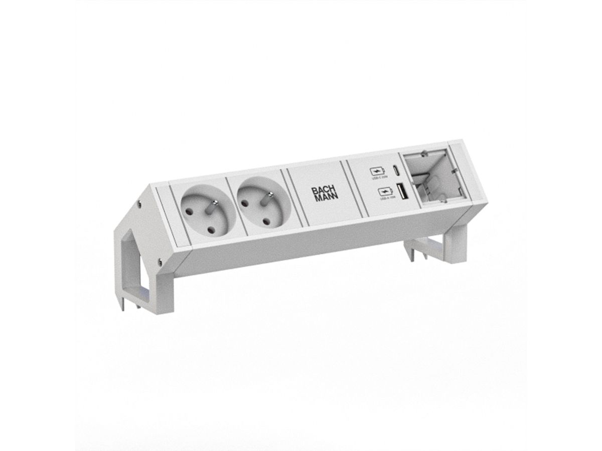 BACHMANN DESK2 wit 2xUTE 1xCM 1xUSB A/C 22W 0,2m GST18