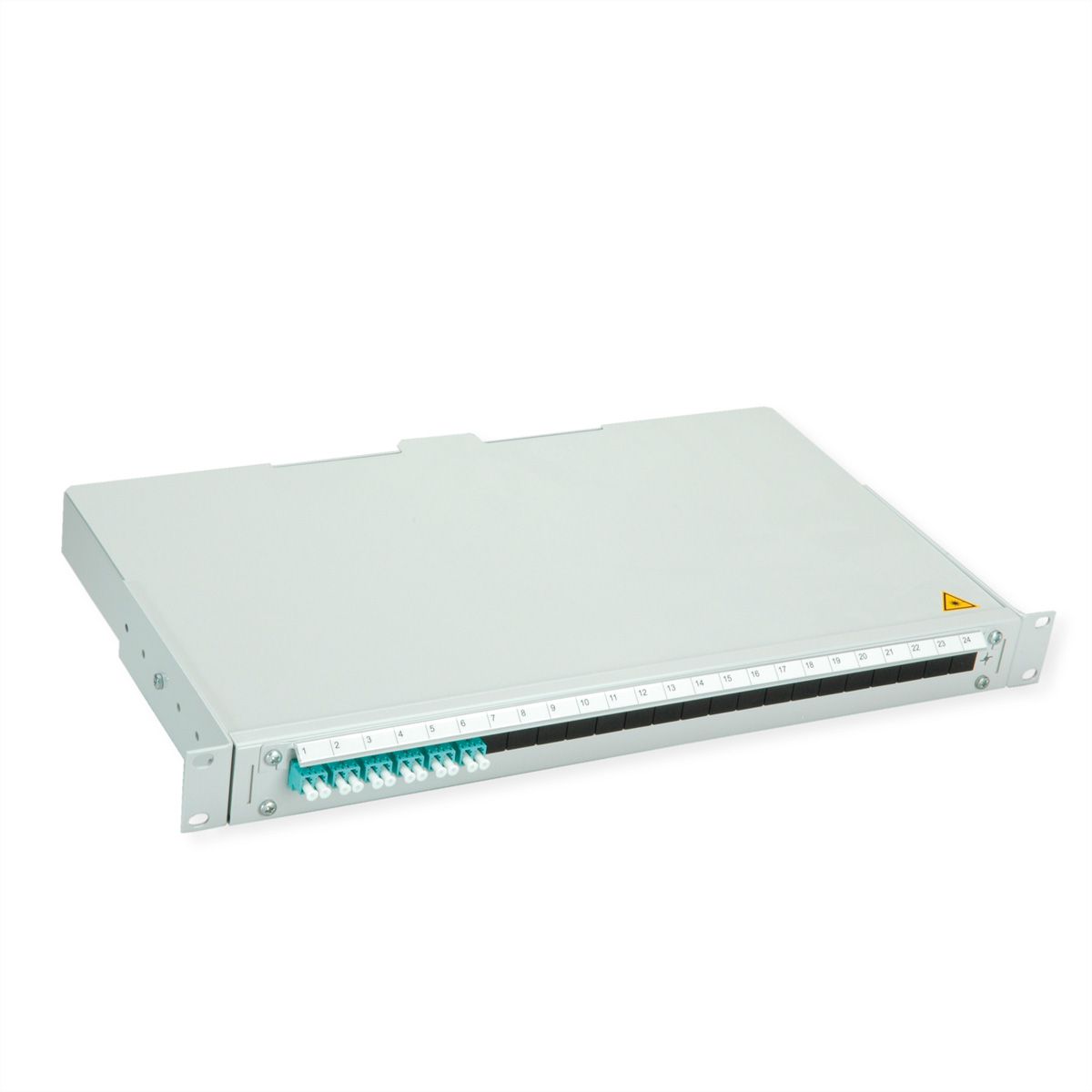 TELEGÄRTNER BASIS V LWL-Panel mit Kupplungen, 6x LC Duplex, türkis, OM3
