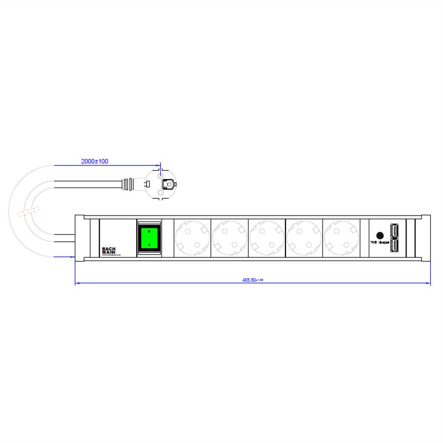 BACHMANN CONNECT LINE 5xprotective contact, Switch USB A&A 15W