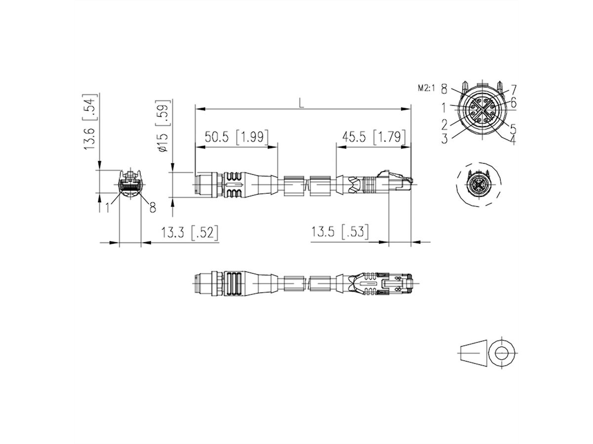 METZ CONNECT aansluitkabel M12 Male-RJ45 Male, 4-polig X-gecodeerd, zwart, 1 m