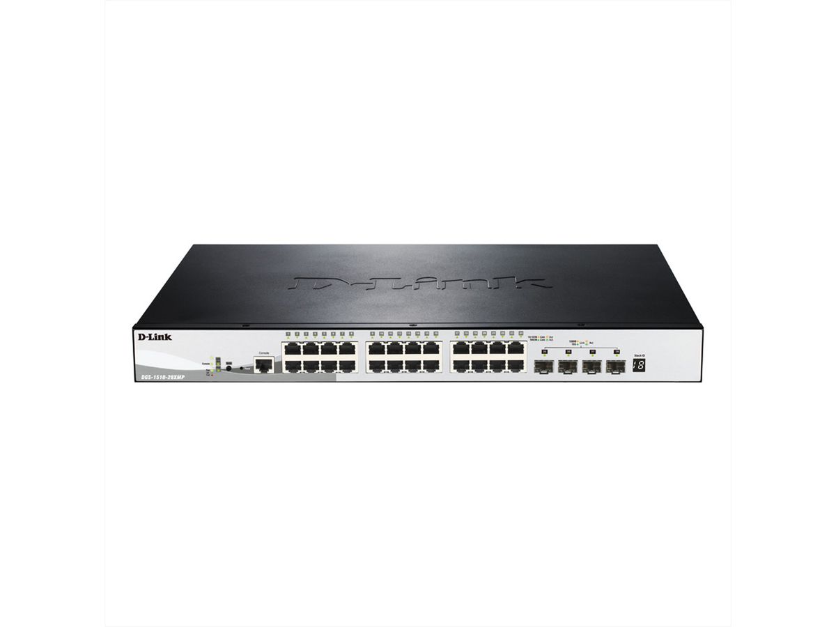 D-Link DGS-1510-28XMP 28-poorts PoE+ switch Smart Managed Gigabit Stack 4x 10G