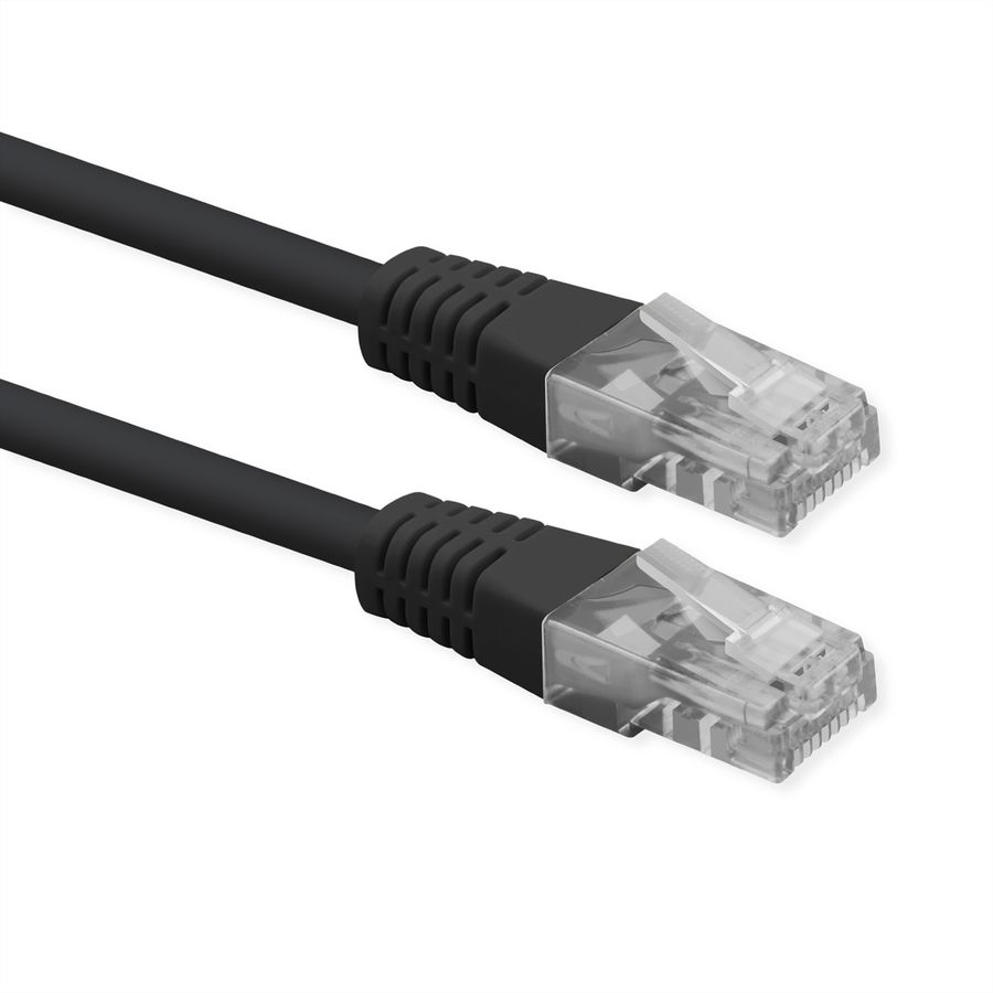 ROLINE Cat.6 (Class E) Patch Cable, UTP, PoE, zwart, 0,5 m