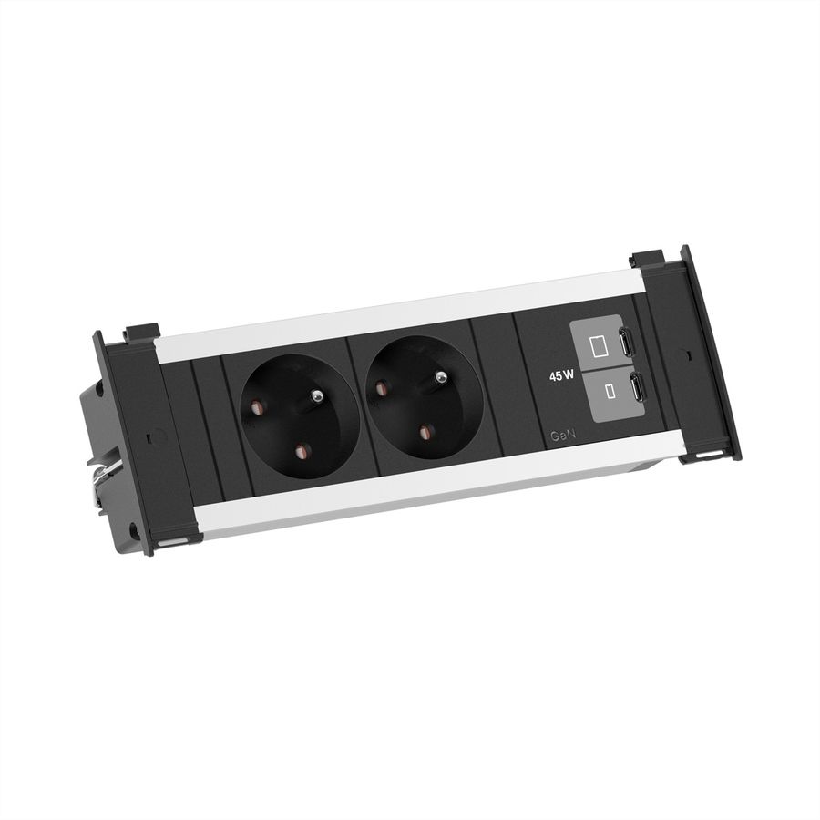 BACHMANN KAPSA S 2xUTE 1xUSB C/C 45W, 2m AEH RAL9005 ALU