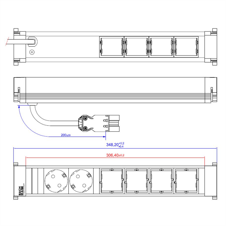BACHMANN POWER FRAME Large 2x earthing contact 4x ABD
