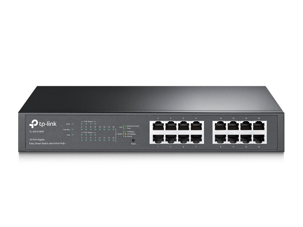 TP-LINK TL-SG1016PE netwerk-switch Managed Gigabit Ethernet (10/100/1000) Zwart Power over Ethernet (PoE)
