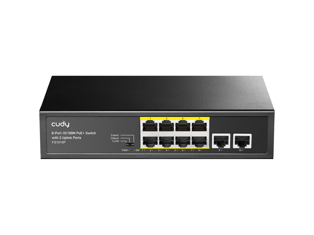 CUDY FS1010P 8-Port 10/100M PoE+ Switch 2 Uplink Ports 120W