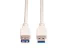 VALUE USB 3.2 Gen 1 Cable, A - A, M/F, white, 0.8 m