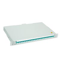 TELEGÄRTNER BASIS V LWL-Panel mit Kupplungen & Pigtails, 24x LC Duplex, türkis, OM3