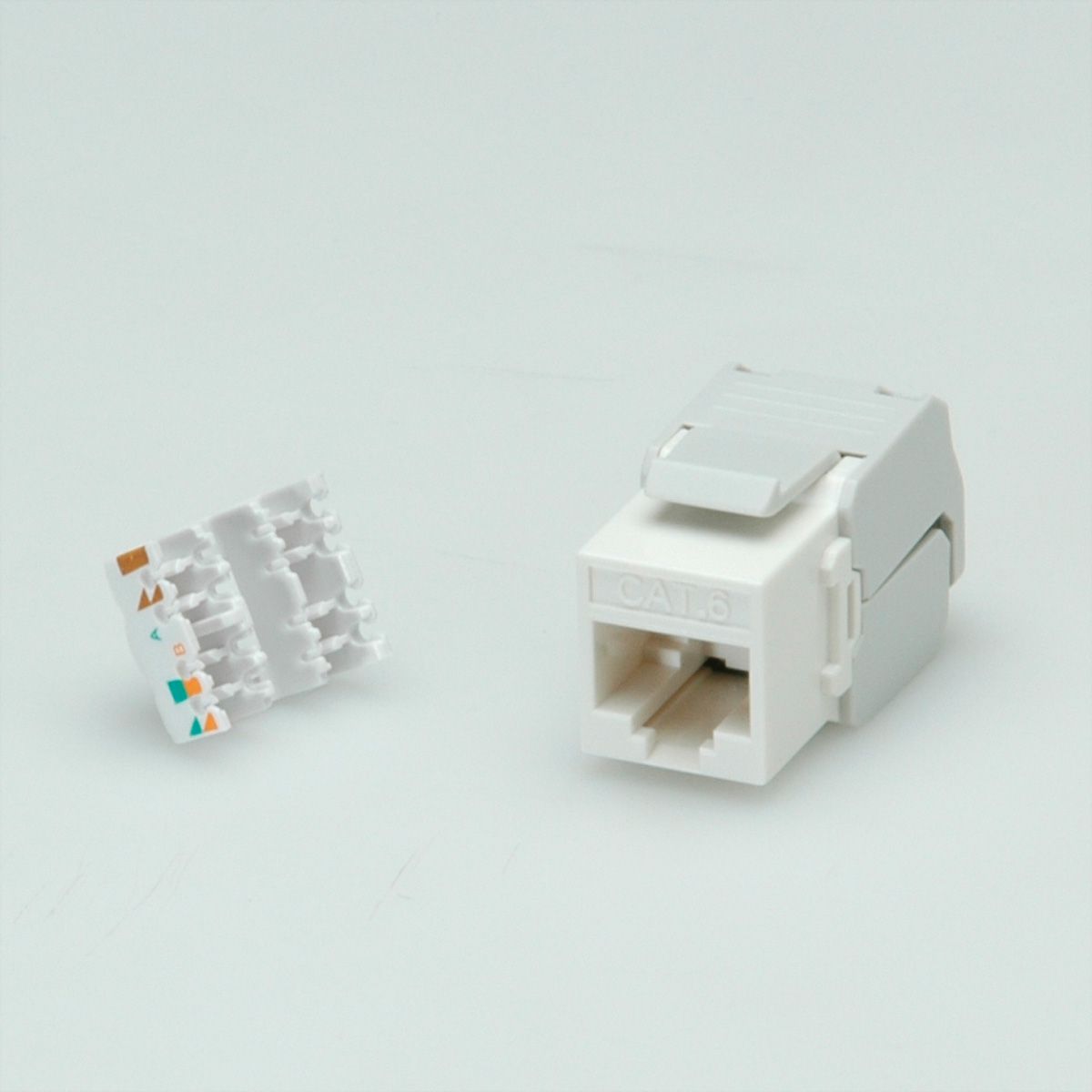 ROLINE Cat.6 (Class E) Keystone Jack, RJ-45, UTP, tool-free, white, white
