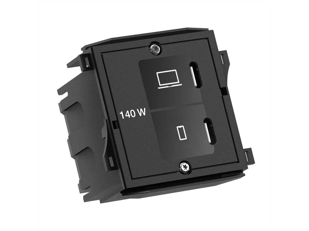 BACHMANN Custom Modul 1xUSB C/C 140W, UK Bundle RAL9005