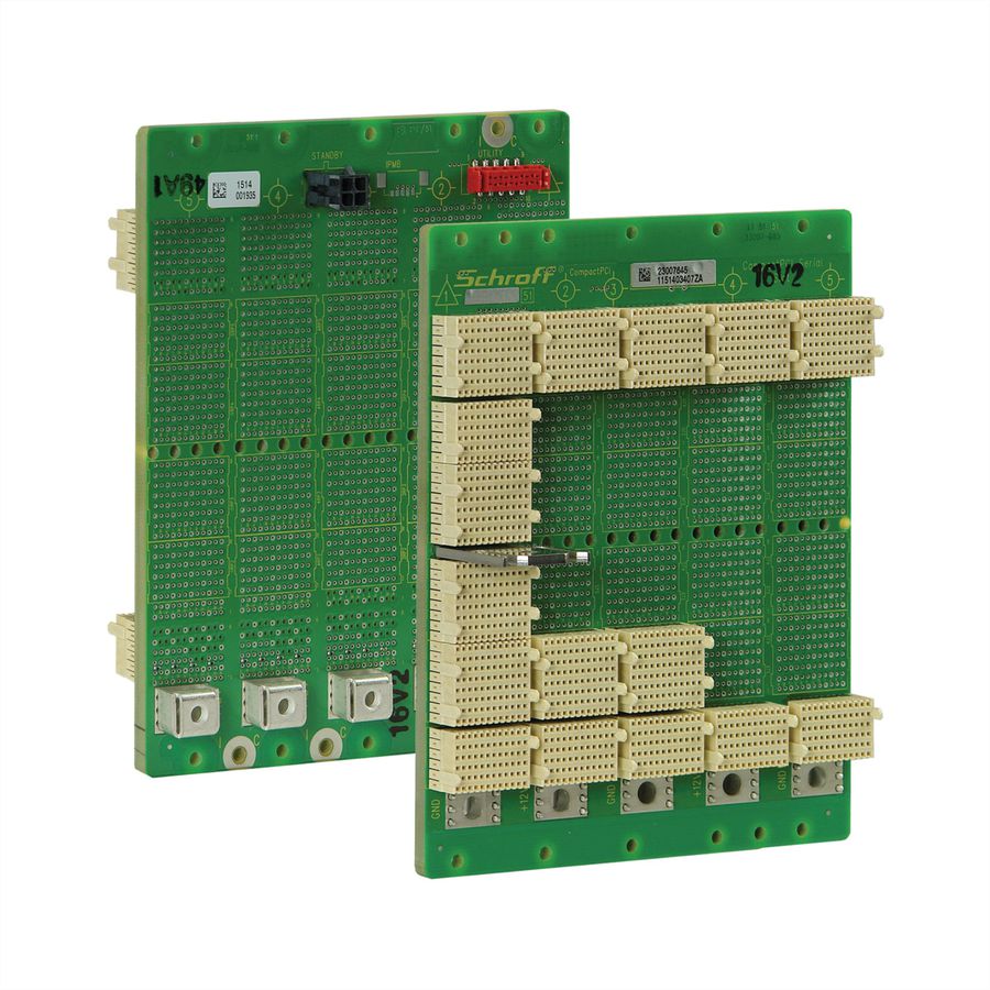 SCHROFF CPCI seriële backplane, 3 HE, 5 sleuven, systeemsleuf links, full-mesh, zonder RIO