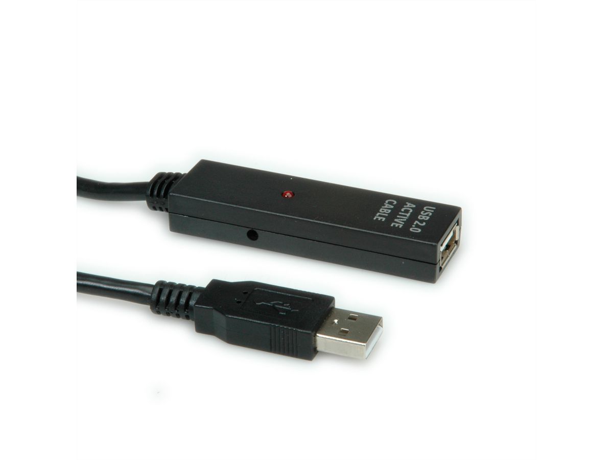 VALUE USB 2.0 verlengkabel actief, zwart, 30 m