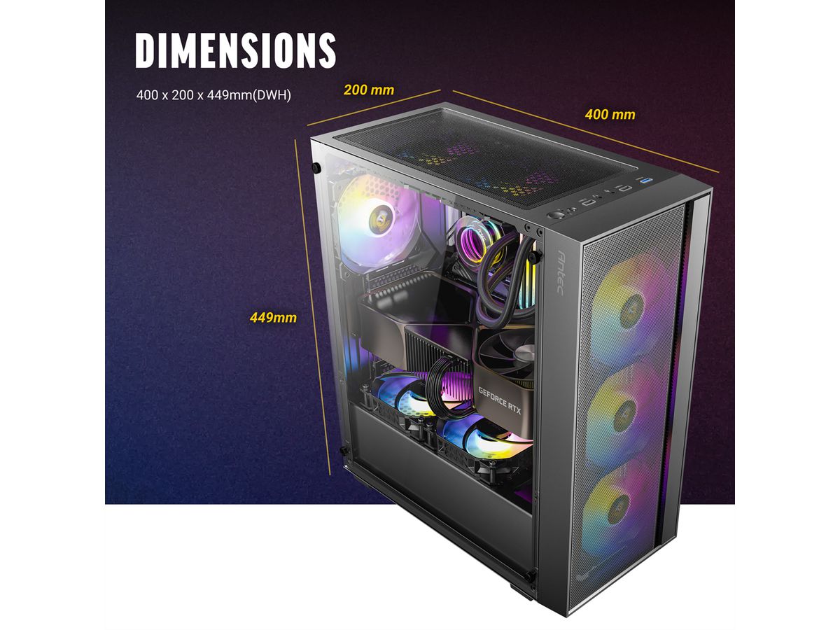 ANTEC AX65 ARGB PC case Midi Tower Gaming ATX, black
