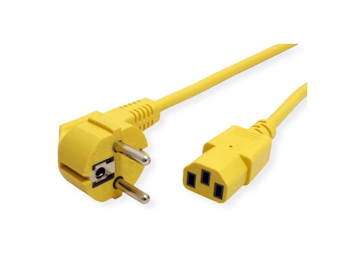 ROLINE Power Cable, straight IEC Connector, yellow, 1.8 m